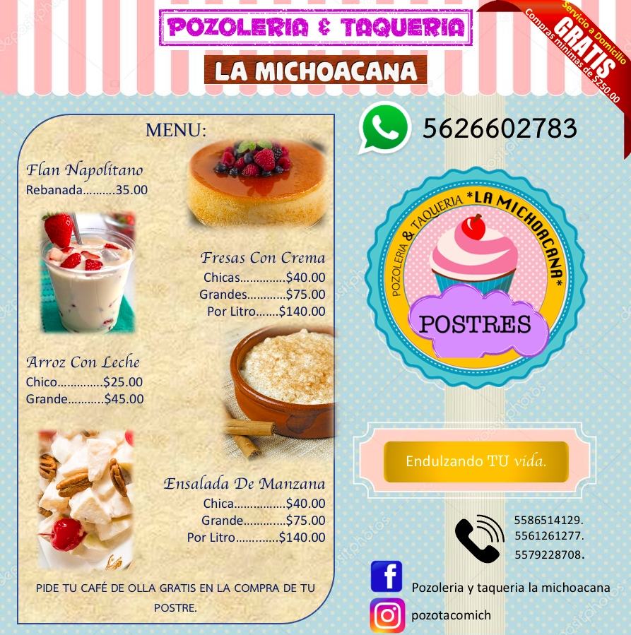 Carta de POZOLERIA & TAQUERIA LA MICHOACANA  en San Lorenzo ATEMOAYA , XOCHIMILCO — página 3